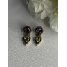 925 Sterling Silver Amethyst & Peridot Earrings Length 1 Inch