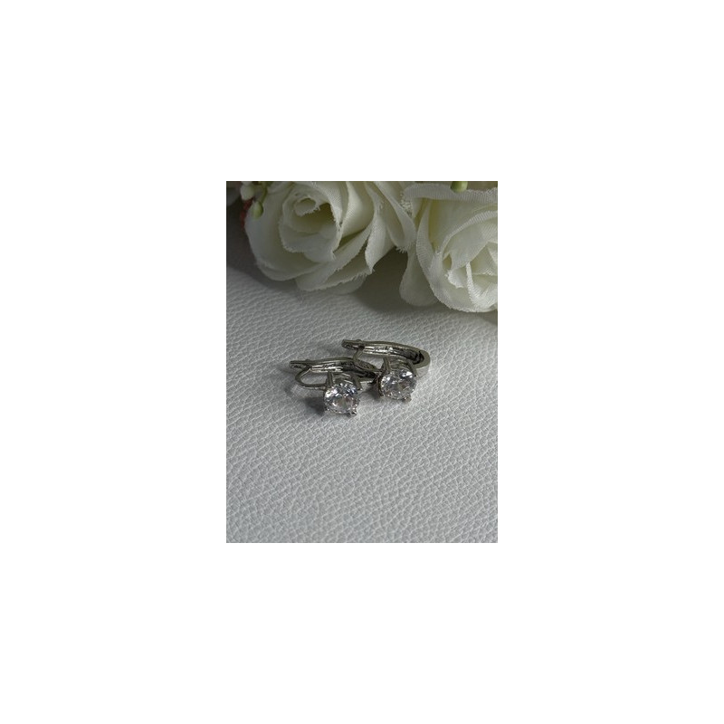 925 Sterling Silver CZ Earrings Length 0.65 Inch