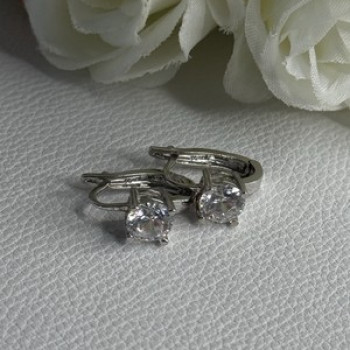 925 Sterling Silver CZ Earrings Length 0.65 Inch