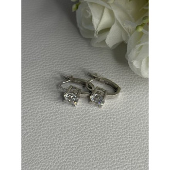 925 Sterling Silver CZ Earrings Length 0.65 Inch