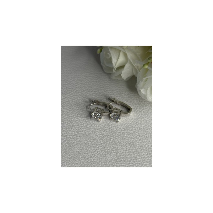 925 Sterling Silver CZ Earrings Length 0.65 Inch