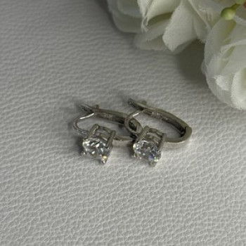 925 Sterling Silver CZ Earrings Length 0.65 Inch