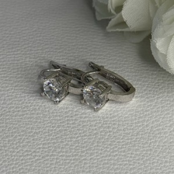925 Sterling Silver CZ Earrings Length 0.65 Inch