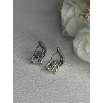 925 Sterling Silver CZ Earrings Length 0.65 Inch