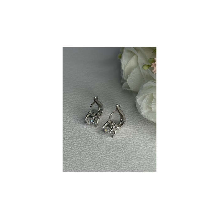 925 Sterling Silver CZ Earrings Length 0.65 Inch