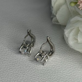925 Sterling Silver CZ Earrings Length 0.65 Inch