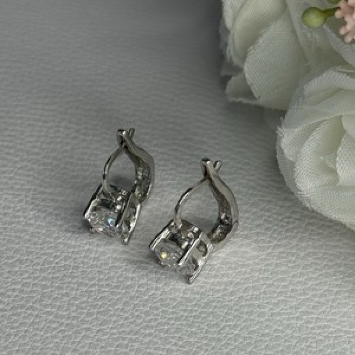 925 Sterling Silver CZ Earrings Length 0.65 Inch