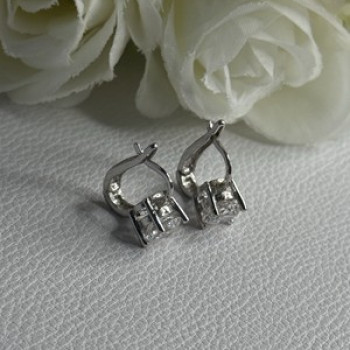 925 Sterling Silver CZ Earrings Length 0.65 Inch