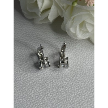 925 Sterling Silver CZ Earrings Length 0.65 Inch