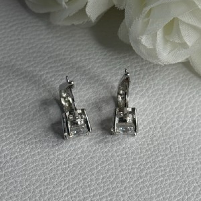 925 Sterling Silver CZ Earrings Length 0.65 Inch