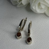 925 Sterling Silver Hessonite Earrings Length 1 Inch