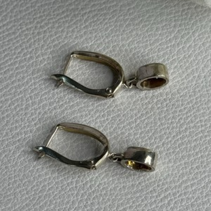 925 Sterling Silver Hessonite Earrings Length 1 Inch