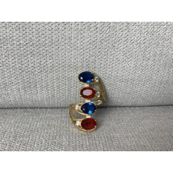 925 Sterling Silver Gold Plated Alpanite & CZ Ring Size 6.5