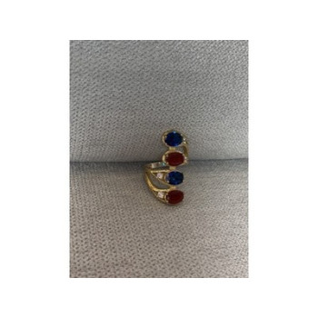 925 Sterling Silver Gold Plated Alpanite & CZ Ring Size 6.5