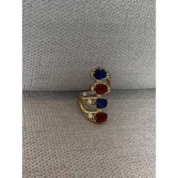 925 Sterling Silver Gold Plated Alpanite & CZ Ring Size 6.5