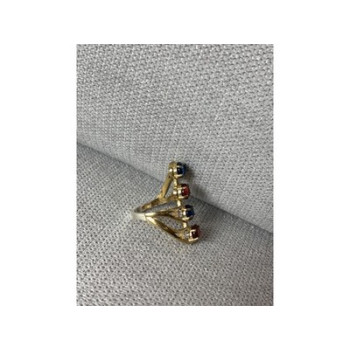 925 Sterling Silver Gold Plated Alpanite & CZ Ring Size 6.5