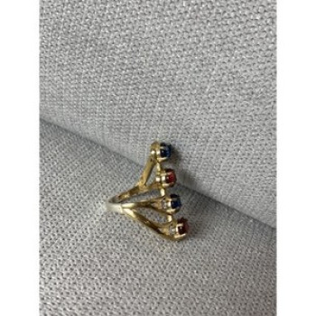 925 Sterling Silver Gold Plated Alpanite & CZ Ring Size 6.5