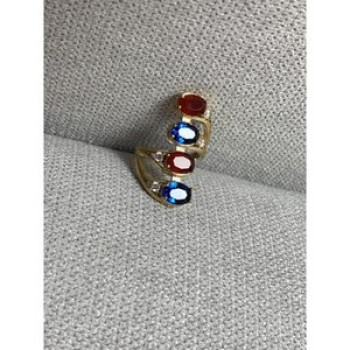 925 Sterling Silver Gold Plated Alpanite & CZ Ring Size 6.5