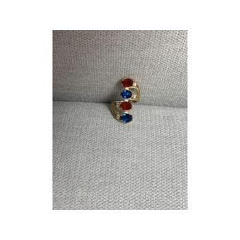 925 Sterling Silver Gold Plated Alpanite & CZ Ring Size 6.5