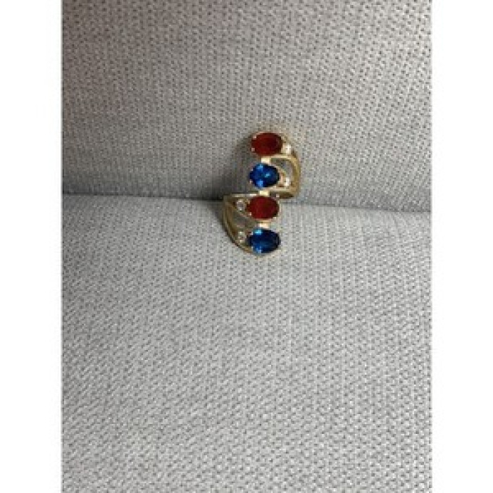 925 Sterling Silver Gold Plated Alpanite & CZ Ring Size 6.5