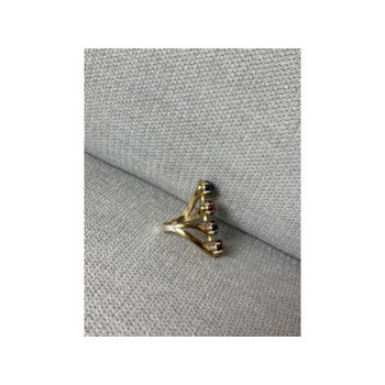 925 Sterling Silver Gold Plated Alpanite & CZ Ring Size 6.5