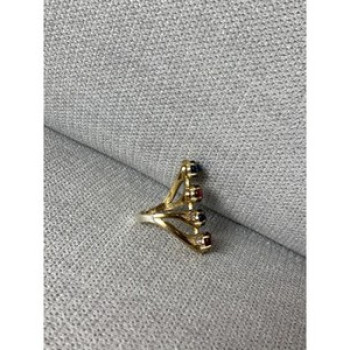 925 Sterling Silver Gold Plated Alpanite & CZ Ring Size 6.5