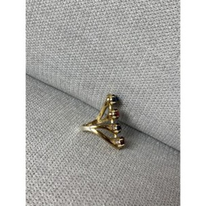 925 Sterling Silver Gold Plated Alpanite & CZ Ring Size 6.5