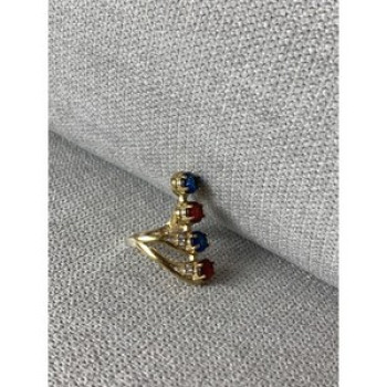 925 Sterling Silver Gold Plated Alpanite & CZ Ring Size 6.5