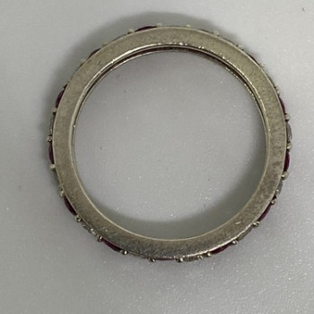 925 Sterling Silver Ruby & CZ Ring Size 8