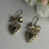 Vintage 925 Sterling Silver Heart Earrings Length 1.70 Inch
