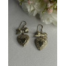 Vintage 925 Sterling Silver Heart Earrings Length 1.70 Inch