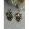 Vintage 925 Sterling Silver Heart Earrings Length 1.70 Inch