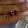 925 Sterling Silver Carnelian Stud Earrings Length 0.40 Inch