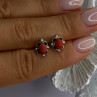925 Sterling Silver Carnelian Stud Earrings Length 0.40 Inch