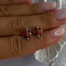 925 Sterling Silver Carnelian Stud Earrings Length 0.40 Inch