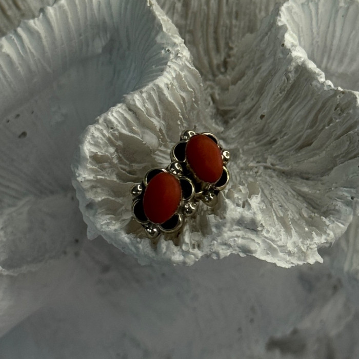 925 Sterling Silver Carnelian Stud Earrings Length 0.40 Inch