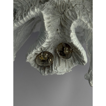 925 Sterling Silver Carnelian Round Stud Earrings Length 0.50 Inch