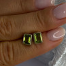 Pretty 925 Sterling Silver Peridot Stud Earrings Length 0.30 Inch