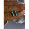 925 Sterling Silver Turquoise Earrings Length 0.50 Inch