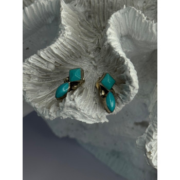 925 Sterling Silver Turquoise Earrings Length 0.50 Inch