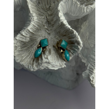 925 Sterling Silver Turquoise Earrings Length 0.50 Inch