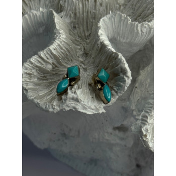 925 Sterling Silver Turquoise Earrings Length 0.50 Inch