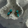 925 Sterling Silver Turquoise Earrings Length 0.50 Inch