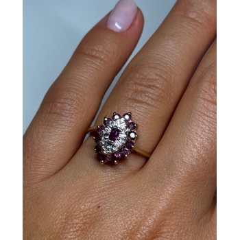 10K YELLOW GOLD RUBIES & DIAMONDS RING SIZE 6.5