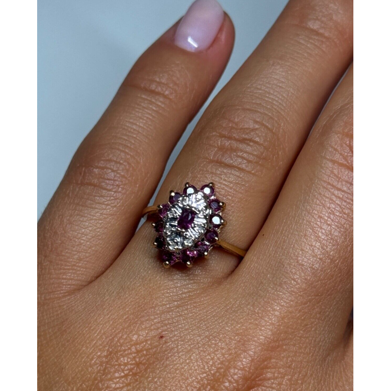 10K YELLOW GOLD RUBIES & DIAMONDS RING SIZE 6.5