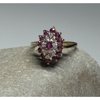 10K YELLOW GOLD RUBIES & DIAMONDS RING SIZE 6.5