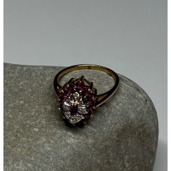 10K YELLOW GOLD RUBIES & DIAMONDS RING SIZE 6.5