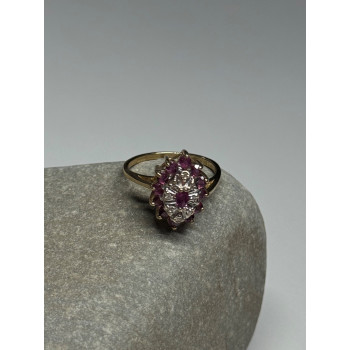 10K YELLOW GOLD RUBIES & DIAMONDS RING SIZE 6.5