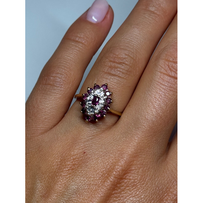 10K YELLOW GOLD RUBIES & DIAMONDS RING SIZE 6.5