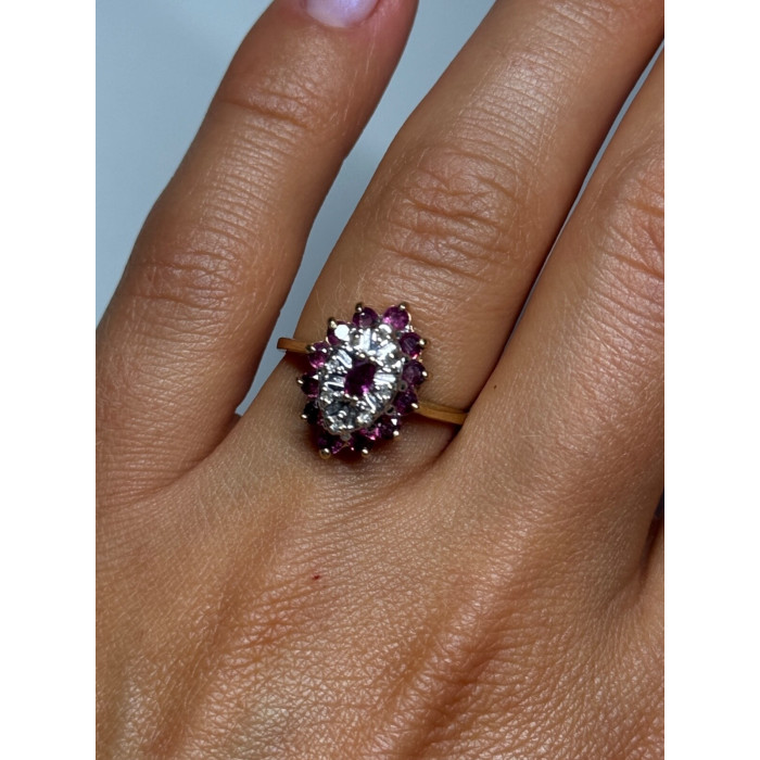 10K YELLOW GOLD RUBIES & DIAMONDS RING SIZE 6.5